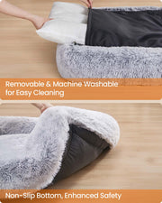 Grey Dog Bed 71 x 55 x 18 cm with Soft Padding for Medium Pets Comfort by Feandrea