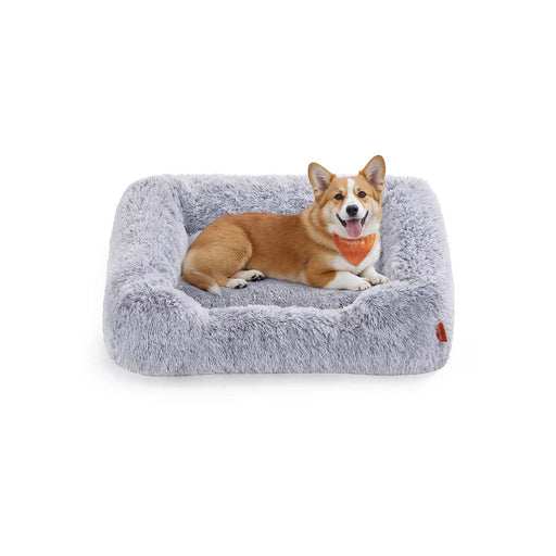 Grey Dog Bed 91 x 68 cm with Soft Padded Cushion for Medium Pets by Feandrea
