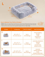 Grey Dog Bed 91 x 68 cm with Soft Padded Cushion for Medium Pets by Feandrea