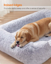 Large Grey Dog Bed 106 x 75 cm with Soft Padded Cushion for Medium to Large Dogs by Feandrea