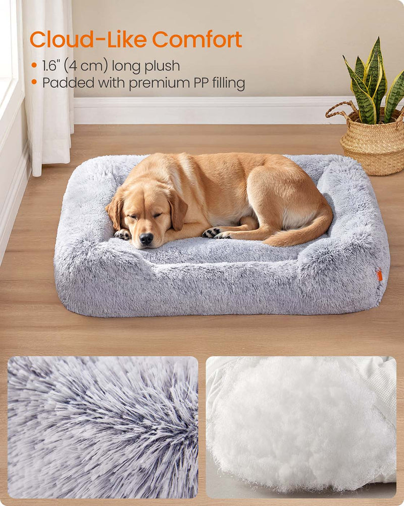 Large Grey Dog Bed 106 x 75 cm with Soft Padded Cushion for Medium to Large Dogs by Feandrea