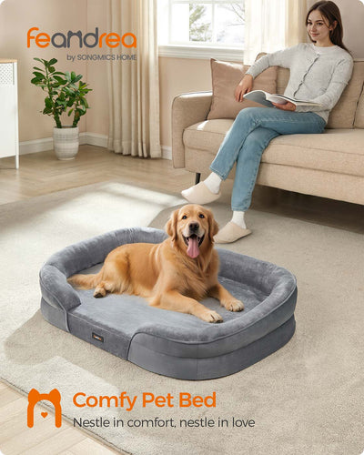 Orthopaedic Dog Sofa Bed Large Light Grey Supportive and Comfy Lounger by Feandrea