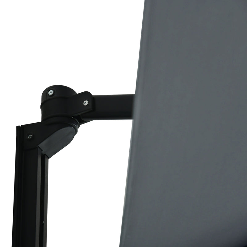 Dark Grey 25m Wall Mounted Garden Parasol With 180 Degree Rotating Canopy For Patio