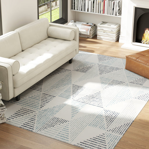 Large Geometric Non Slip Washable Area Rug Ideal for Living Room or Office Multi Coloured