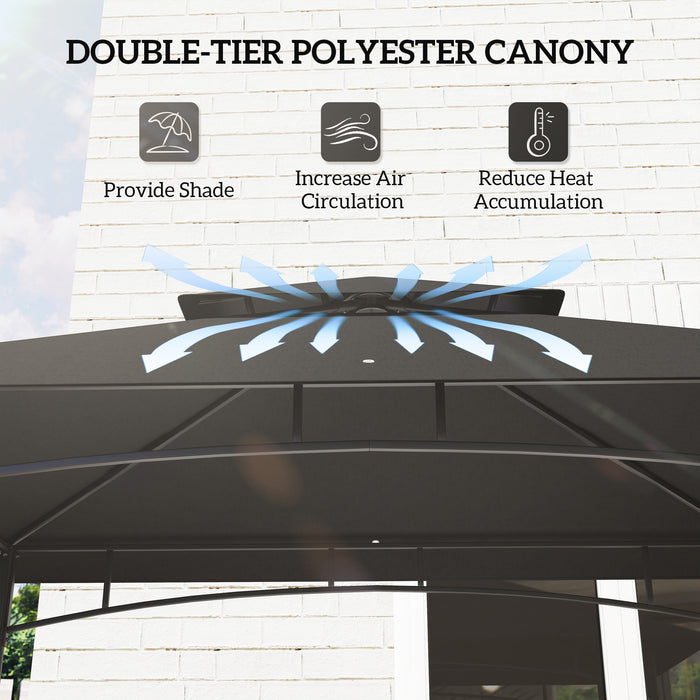 Grey BBQ Grill Gazebo with Shelves 150 x 240cm by Outsunny