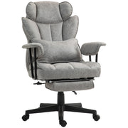 Ergonomic Executive Office Chair With Footrest Reclining Back And Lumbar Support, Grey