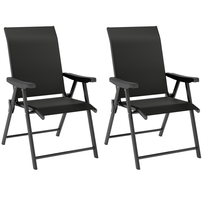Set of Two Black Folding Outdoor Chairs Lightweight and Portable by Outsunny