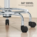 Black Adjustable PU Leather Rolling Stool with Wheels by HOMCOM