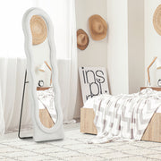 White Wavy Full Length Mirror Velvet Feel Frame by HOMCOM