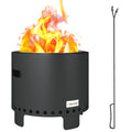 Smokeless Steel Fire Pit with Poker Grey Outdoor Heating by Outsunny