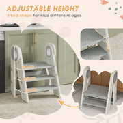 Grey Foldable Adjustable Toddler Tower with Handle and Non-Slip Design by AIYAPLAY