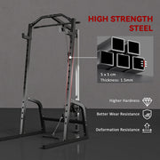 Home Gym Power Cage with 15 Level Squat Rack and Pulley System for Strength Training Black AOSOM