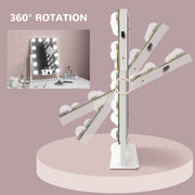 Tabletop Makeup Mirror with 12 LED Bulbs and Adjustable Light Settings for Dressing Tables, White