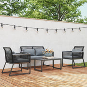 4 Seater Rattan Garden Furniture Set in Charcoal Grey by Outsunny