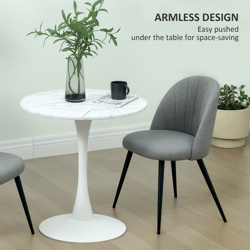 Set of 2 Grey Velvet Dining Chairs with Padded Seat and Metal Legs for Home