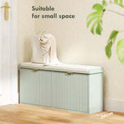 Green Shoe Storage Bench with Cushion Seat Holds Ten Pairs by HOMCOM