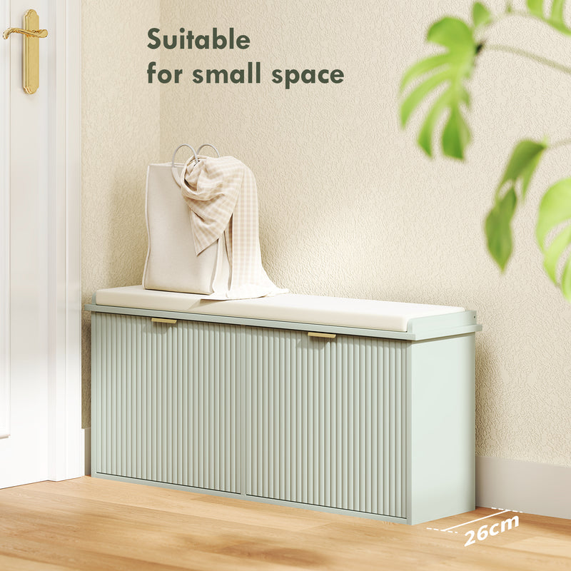 Green Shoe Storage Bench with Cushion Seat Holds Ten Pairs by HOMCOM