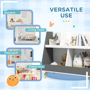 Two Tier Kids Storage Shelf With Five Compartments And Anti Tip Design, Grey