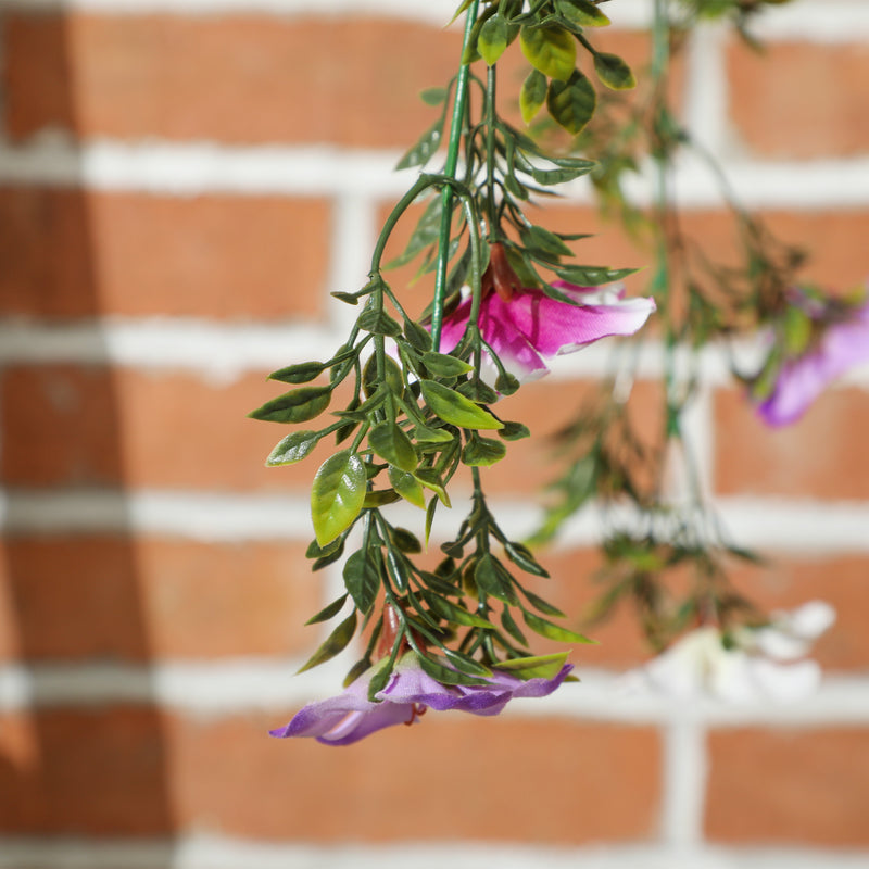 Set of 2 Artificial Azalea Hanging Baskets Pink and White Faux Silk Flowers by HOMCOM