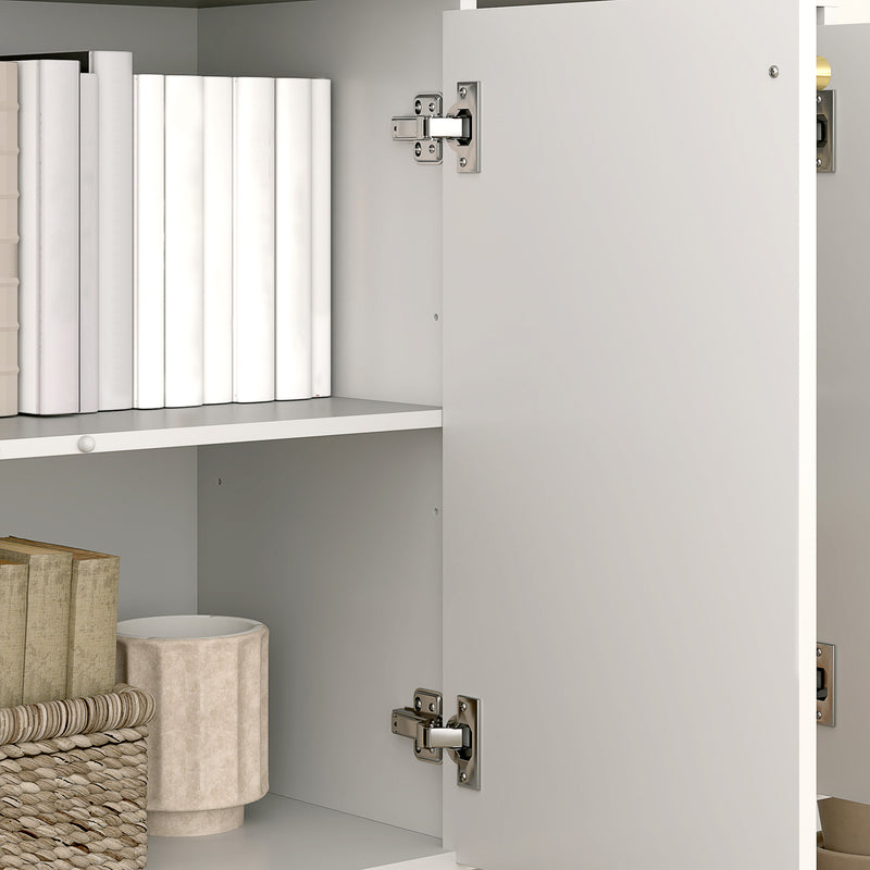 White 3 Door Sideboard Storage Cabinet with Adjustable Shelves and Modern Design