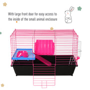 Small Animal Metal Cage With Tunnels For Hamsters And Guinea Pigs Pink AOSOM