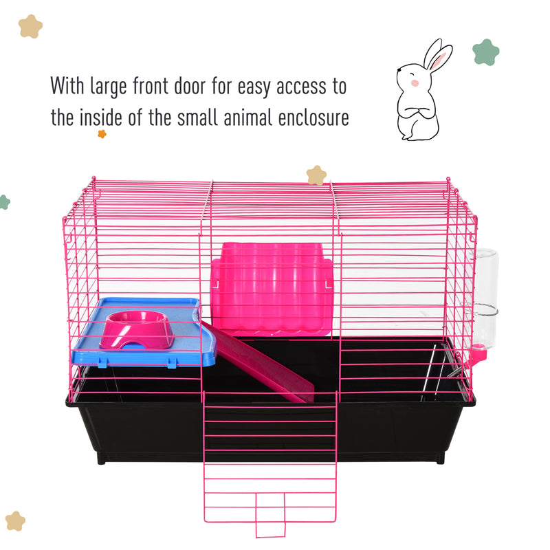Small Animal Metal Cage With Tunnels For Hamsters And Guinea Pigs Pink AOSOM