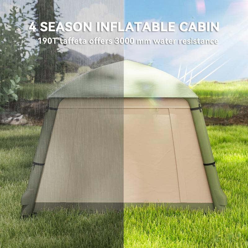 Inflatable 2 Person Camping Tent Quick Pitch Waterproof Shelter With Air Pump Brown