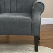 Upholstered Accent Armchair with High Back and Wood Legs Ideal for Living Room Grey