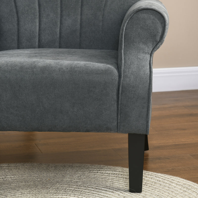 Upholstered Accent Armchair with High Back and Wood Legs Ideal for Living Room Grey