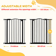 Freestanding Metal Dog Safety Gate Adjustable Folding Pet Barrier for Doorways Black