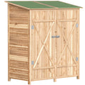 Wooden Garden Storage Shed with Weatherproof Asphalt Roof for Tools and Equipment Natural Outsunny