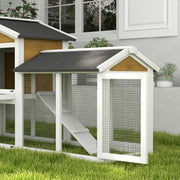 Wooden Rabbit Hutch Outdoor Double Tier with Ramp and Water-Resistant Roof Yellow by PawHut
