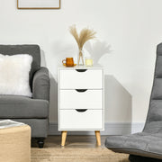 HOMCOM Set of 2 Bedside Tables, Modern Nightstand Side End Table with 3 Storage Drawers and Solid Pine Wood Legs for Bedroom Living Room Entryway, White AOSOM