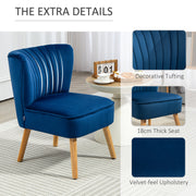Dark Blue Fabric Accent Chair with Rubber Wood Legs and Thick Padding by HOMCOM