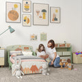 Toddler Bed Frame with Storage Shelf and 6 Fabric Bins for Kids Aged 3 to 6 Years Green AOSOM