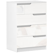 White Chest of 4 Drawers with High Gloss Front for Bedroom or Living Room by HOMCOM