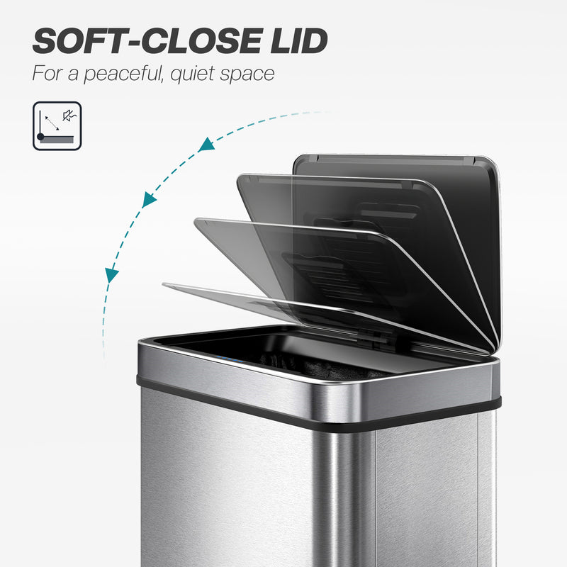Sensor Kitchen Bin 50L with Motion Sensor for Hygienic Hands Free Waste Silver AOSOM