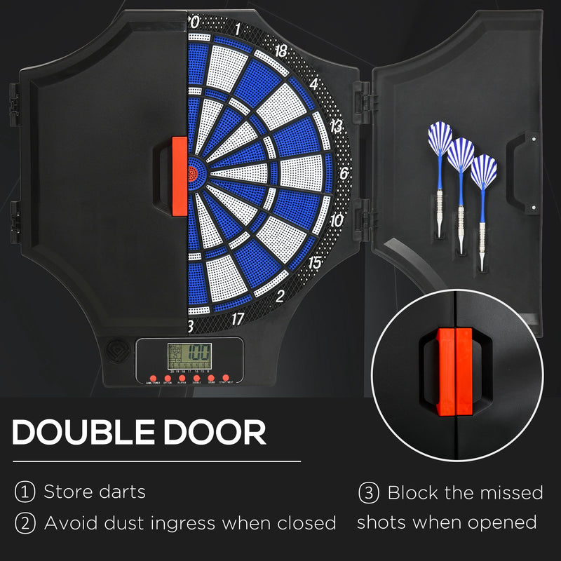 Electronic Dartboard Set with 31 Games and LED Display for Eight Players, Black AOSOM