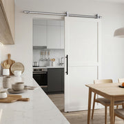 Sliding Door Hardware Kit for Quiet Wood Doors with Rustproof Stainless Steel Track Silver AOSOM
