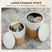 Ottoman Storage Set of 2 with Hidden Compartments for Extra Seating and Space Saving Brown Cream AOSOM