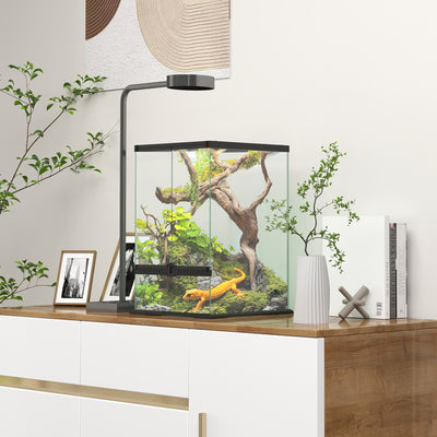 40L Reptile Vivarium Tank With Anti Escape Lid And Mesh Ventilation For Pets Black AOSOM