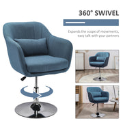 Swivel Accent Chair with Adjustable Height and Lumbar Support for Home Office Blue