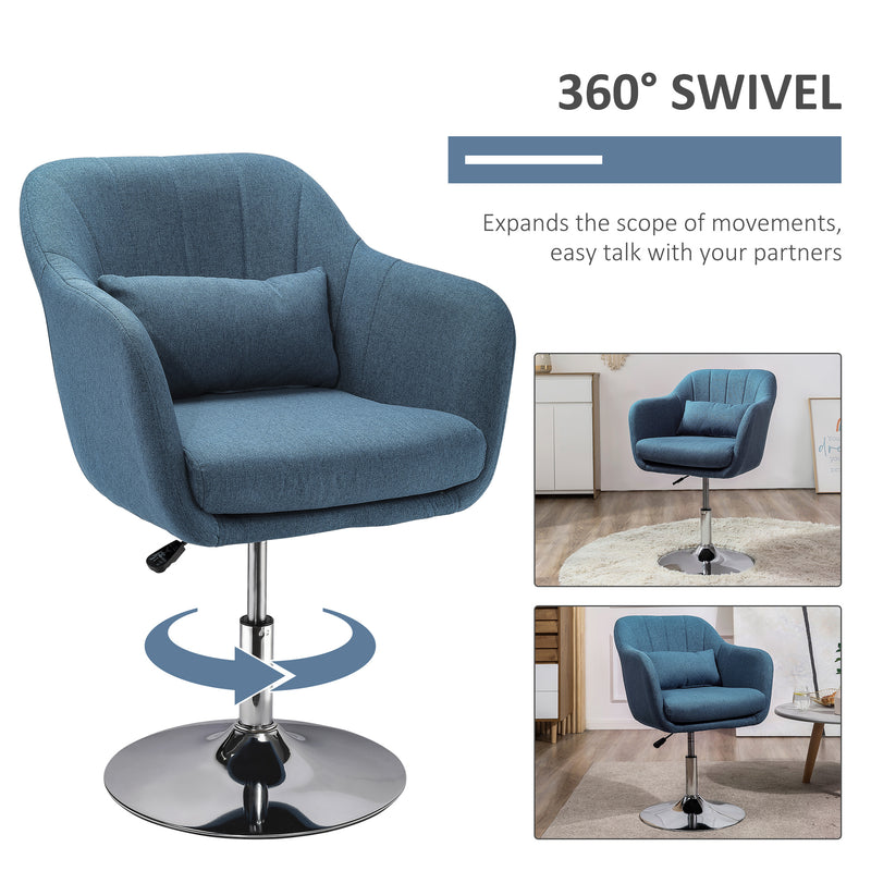 Swivel Accent Chair with Adjustable Height and Lumbar Support for Home Office Blue