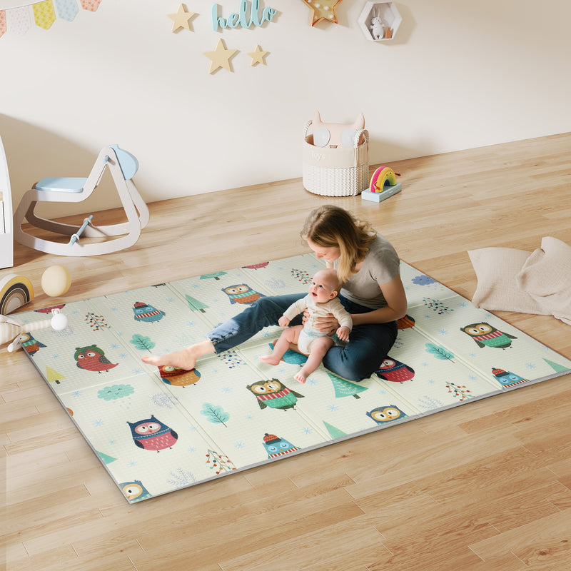 Foldable Baby Play Mat Double Sided Soft Foam for Crawling and Playtime Fun Grey
