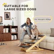 Adjustable 4 Step Dog Ramp For Large Dogs With Non Slip Folding Design For Bed Or Sofa Grey AOSOM