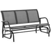 Grey 3 Seater Garden Glider Rocking Chair Metal Patio Bench for Outdoor Relaxation by Outsunny