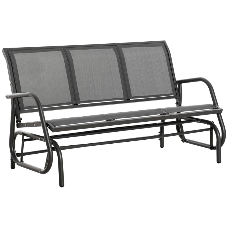Grey 3 Seater Garden Glider Rocking Chair Metal Patio Bench for Outdoor Relaxation by Outsunny
