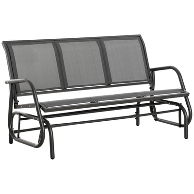 Grey 3 Seater Garden Glider Rocking Chair Metal Patio Bench for Outdoor Relaxation by Outsunny