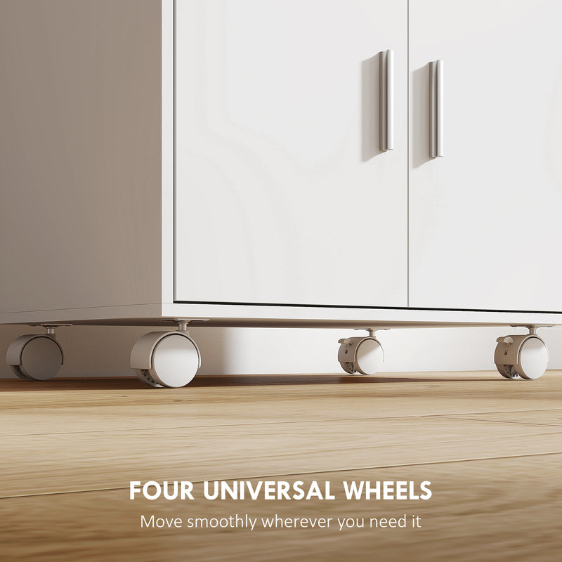 Kitchen Trolley with Storage and Slide-Out Shelf for Small Spaces White