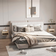 Wall Mounted Bedside Tables with Drawer and Shelf Ideal for Bedrooms Set of 2 Natural